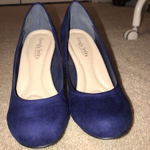 Blue Suede Heels Size 7-1/2 Comfy Soles Bamboo